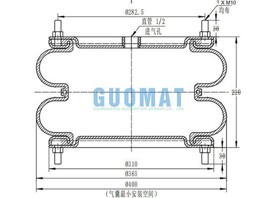 डनलप 14 1/2 '' X2 इंडस्ट्रियल एयर स्प्रिंग्स W01R584064 निकला हुआ किनारा रिंग के साथ फायरस्टोन