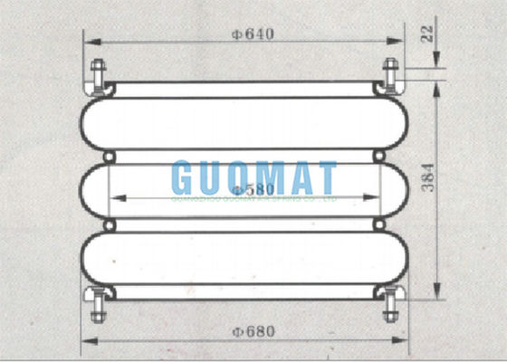 W01-358-7304 फायरस्टोन 321 टाइप इंडस्ट्रियल एयर स्प्रिंग ट्रिपल कन्वोल्यूटेड