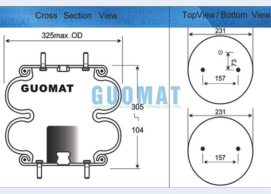 FD 330-22 337 Contitech डबल घुमावदार औद्योगिक वायु वसंत W01-358-7401 स्टड कनेक्शन के साथ फायरस्टोन वायु गुब्बारा