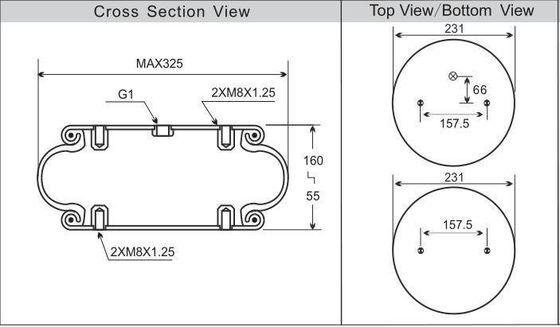 औद्योगिक उपकरण के लिए एकल घुमावदार हवा निलंबन बैग हवा वसंत