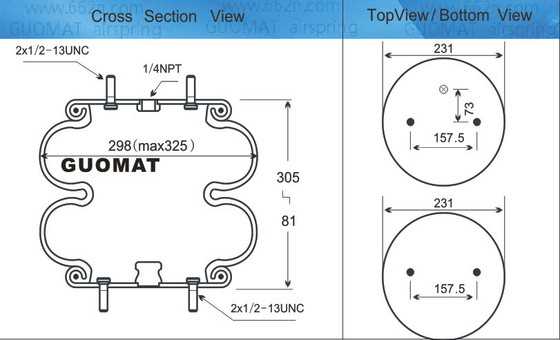FD 330-22 327 Contitech एयर स्प्रिंग्स त्रिकोण 6316 / 4327 Hendrickson S13043 निलंबन एयर बैग