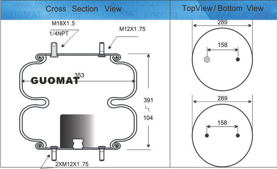 FD 530-35 530 Contitech W013587557 फायरस्टोन एयर स्प्रिंग डबल घुमावदार एयर बैग के लिए Twthill 1998301