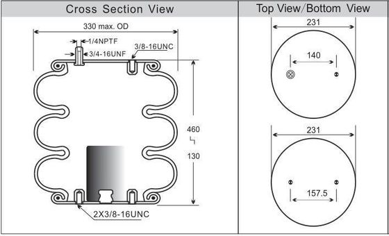 Goodyear 3B12-328 एयर सस्पेंशन बेलो 1/4NPTF एयर स्प्रिंग OEM W01-358-7994