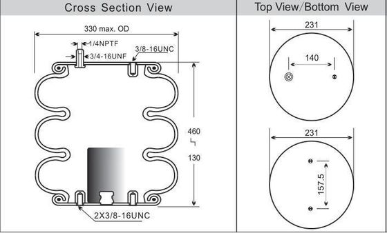 Goodyear 3B12-329 निलंबन हवा वसंत घुमावदार प्रकार हवा बेलो प्राकृतिक रबर