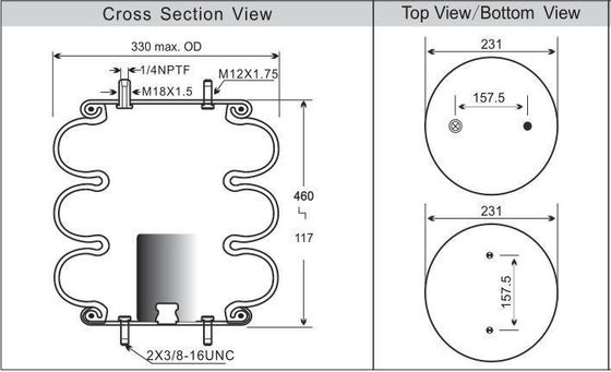 Contitech एयर बेलोव FT 330-29 520 एयर राइड सस्पेंशन मशीन आइसोलेशन के लिए