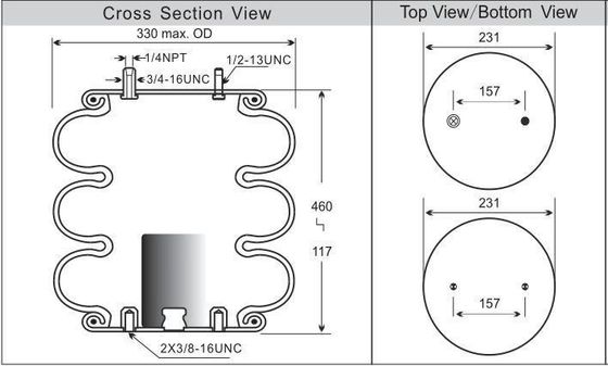 W01-358-8029 फायरस्टोन सस्पेंशन एयर स्प्रिंग ट्रिपल घुमावदार एयर एक्ट्यूएटर