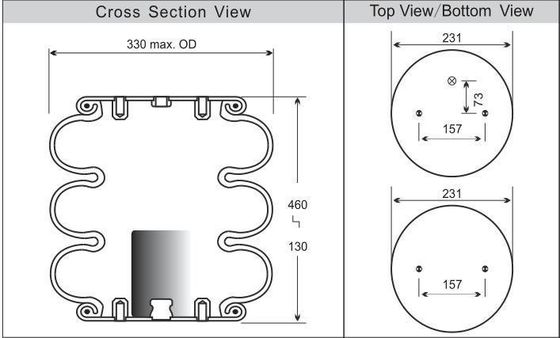 एयर लिफ्ट एयरबैग 3B12-304 ट्रिपल घुमावदार एयर बेलोस यूनिवर्सल वायवीय वसंत