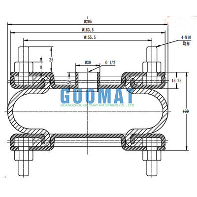G1/2 एयर कनेक्शन Dunlop SP1536 मशीन अलगाव के लिए औद्योगिक वायु वसंत
