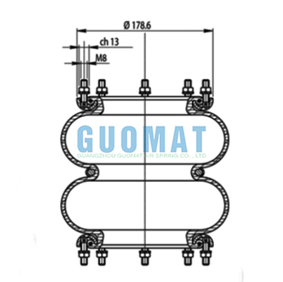 GUOMAT 2H235152 फ्लेंज एयर स्प्रिंग्स रिप्लेसमेंट T291/2 डबल कन्वॉल्ट इंडस्ट्रियल एयर बैग VOLVO 365461