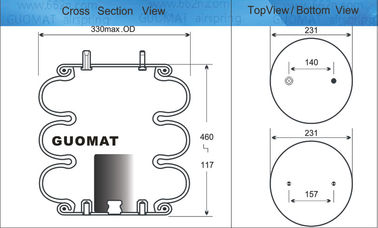 6.52 किलो औद्योगिक वायु वसंत Contitech एफटी 330-29 433 फायरस्टोन W01-358-8016 अधिकतम ऊंचाई 460 मिमी