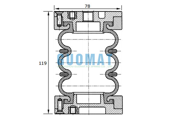 FT22-6 DI Contitech औद्योगिक रबर एयर स्प्रिंग 2 3/4 "x 3 लिफ्टिंग प्लेटफॉर्म के लिए वायवीय एयर बैग