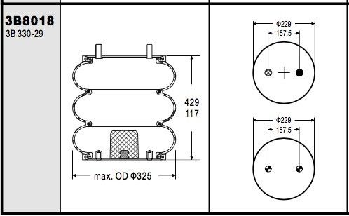 गुडइयर 3B12-303 इंडस्ट्रियल एयर स्प्रिंग W013588018 ट्रायंगल 4434 GUOMAT 3B8018