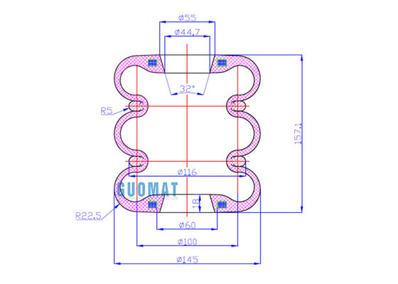 100-3 योकोहामा रबर एयर स्प्रिंग कुशन एस-100-3 आर डबल अभिनय पंच मशीन