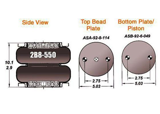 2B8-550 गुडइयर एयर स्प्रिंग बेलोज़ 579922550 मैक 57QK113 के लिए