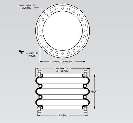भारी लिफ्ट मशीन के लिए W01-358-7324 फायरस्टोन एयर स्प्रिंग एफटी 1710-38 रुपये