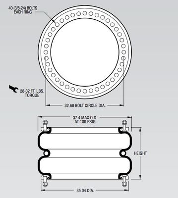 W01-358-9602 फायरस्टोन इंडस्ट्रियल एयर स्प्रिंग्स कन्टेक एफडी 5450-28 आरएस वेट 33 किलो
