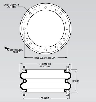 एफडी 2380-24 आरएस कॉनटेक एयर स्प्रिंग W01-358-7772 इंडस्ट्रियल एयर शॉक स्टाइल 200