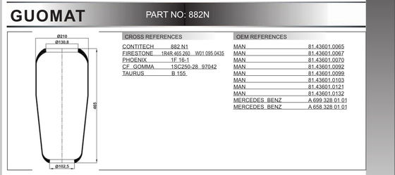 बोले टाइप एयर स्प्रिंग W010950435 1R4R 465 260 फायरस्टोन नेचर रबर सस्पेंशन एयर स्प्रिंग