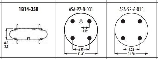 578-91-3-352 गुडइयर एयर स्प्रिंग 1 बी 14-358 कॉनटेक एफएस 530-14 339