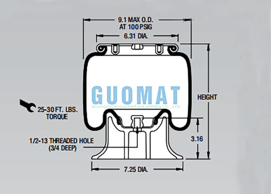 W01-358-5405 फायरस्टोन रोलिंग लोब एयर स्प्रिंग प्रतिस्थापन 1T14C-3 ट्रेलर एयर शॉक