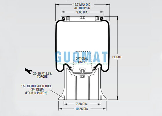W01-358-9108 फायरस्टोन रोलिंग लोब एयर स्प्रिंग 1T15M-9 ट्रेलर एयर सस्पेंशन बैलून
