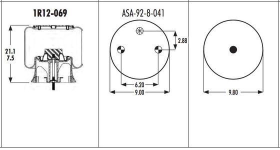 1R12-069 ट्रक एयर स्प्रिंग्स 566243038 FIRESTONE W01-358-9069