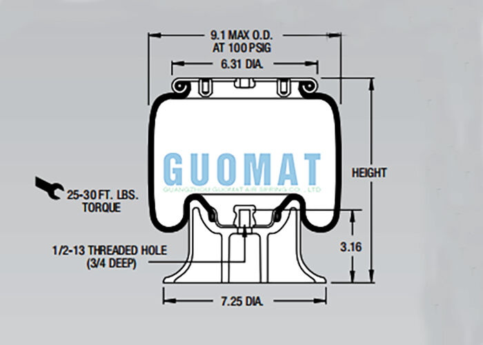 W01-358-5405 फायरस्टोन रोलिंग लोब एयर स्प्रिंग प्रतिस्थापन 1T14C-3 ट्रेलर एयर शॉक